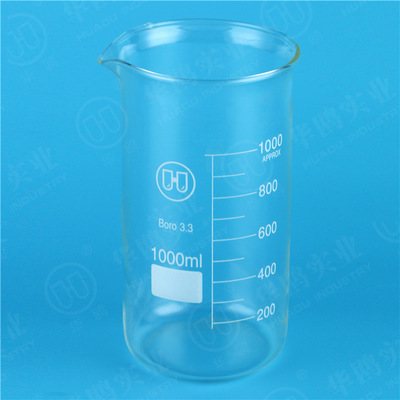 华鸥高型烧杯1000ML 现货供应玻璃高型烧杯1L 耐高温高型烧杯1升