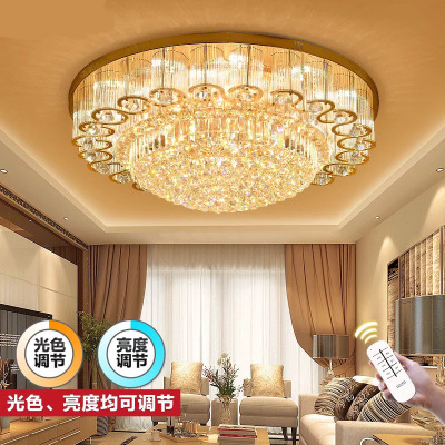 水晶灯吸顶灯圆形客厅灯LED现代欧式大气金色卧室灯具餐厅  灯饰