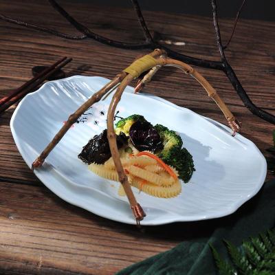 日式创意菜盘子手提盘 餐厅农家风彩绘工艺吊盘 特色酒店陶瓷餐具