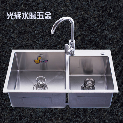 厂家直销304手工水槽 SUS304手工水槽7541-2加厚水槽 洗菜盆 sink图1