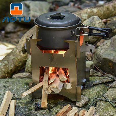 凹凸 野外便携不锈钢柴火炉 户外野营烧烤炉可折叠跨境定制AT6307