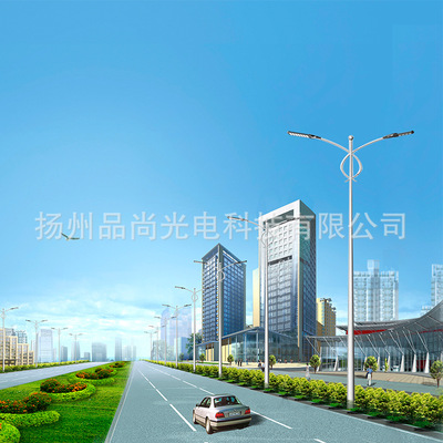 批发室外照明高压钠灯 高杆单双臂路灯 9米路灯杆 自弯臂灯杆定制图1