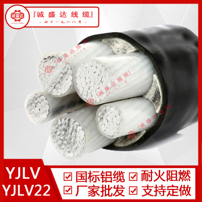电力电缆YJLV低压铝芯电缆电线国标VLV YJLV22铠装铝电缆线VLV22