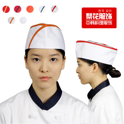 CA21韩版工作帽平顶卫生网帽厨师料理师专用船帽寿司帽西餐厨师帽