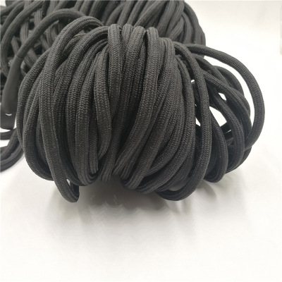 厂家现货黑色32股加密涤纶服装辅料圆帽绳子 编织腰绳裤绳塑料头