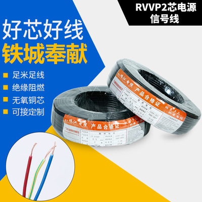 厂家直销RVVP2芯电源信号线 铜芯无氧铜护套电源线 电线电缆