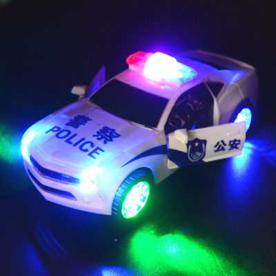 电动万向警车灯光音乐警车110 自动开车门警车360度旋转汽车玩具