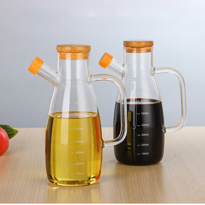 高硼硅玻璃油壶调味罐厨房创意带刻度酱油醋瓶带把防漏油瓶