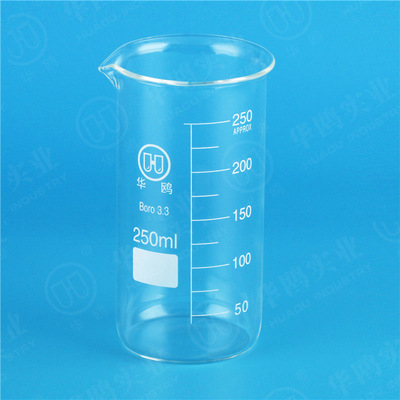 华鸥璃高型烧杯250ML 厂家批发玻璃高型烧杯 耐高温高型烧杯250ml