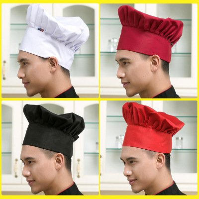 厨师蘑菇帽厨师工作服配件蘑菇高帽可缩放厨师布帽现货批发