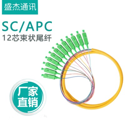 柔软SC/APC束状尾纤 12芯单芯单模光纤跳线 光滑PVC1.5米接续设备