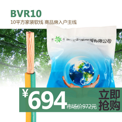 浙江中策电缆有限公司（浙缆牌）BVR10平方 单芯软线 入户线
