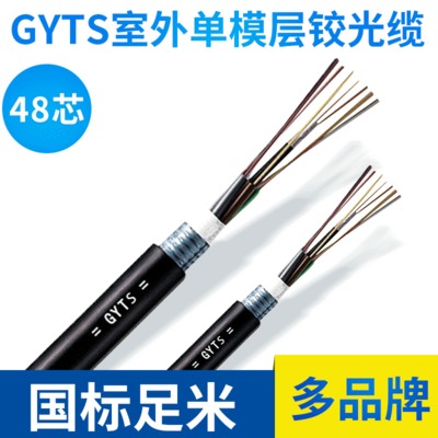 GYTS 48芯室外单模光纤 层绞式通信铠装室外光缆 架空管道光纤