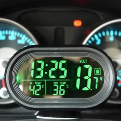 夜光车载时钟汽车温度计车用电子表车内钟表时间表钟电子钟石英表