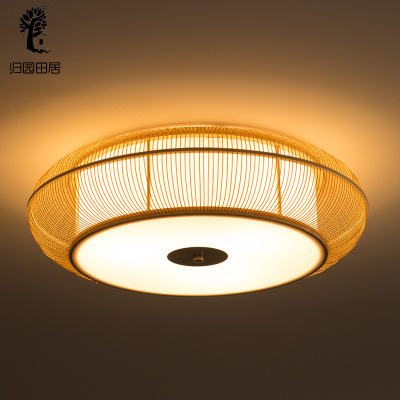 新中式吸顶灯创意个性led日式客厅餐厅卧室吸顶灯 圆形榻榻米灯