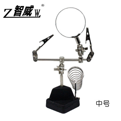烙铁架 焊接工作台60mm多功能带弹簧夹式放大镜 辅助夹实验放大镜