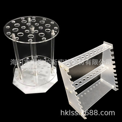 有机玻璃多功能梯形移液管架 圆盘形28孔可转动吸管架 移液管架