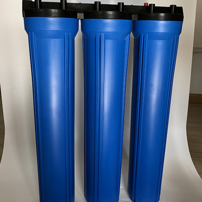 现货销售20寸三联体4分口蓝瓶 净水器售水机用蓝色前置过滤瓶