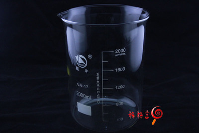 玻璃低型烧杯2000ml 带刻度 GG-17耐高温加厚玻璃，泡茶称量