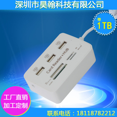 usb分线器2.0 hub一拖三快速多功能usbcombo 集线器USB读卡器