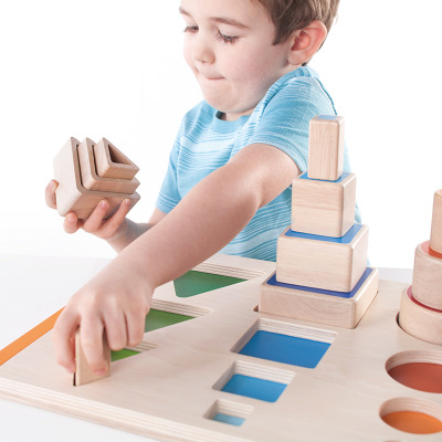 guidecraft儿童桌面益智玩具嵌套镶嵌堆叠玩具嵌套和堆叠形状玩具