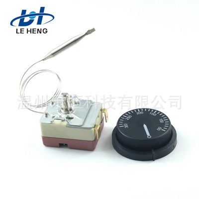 WHD-40E用于取暖器温控器配件开关配黑色平头旋钮不锈钢温包恒温