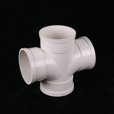 白色PVC排水平面四通 四通管件PVC排水管件批发