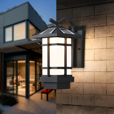 小区走廊壁灯室外小区阳台灯 中式复古户外防水太阳能LED庭院壁灯