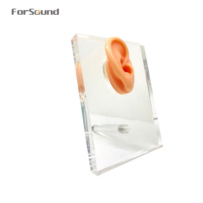 单耳水晶展板硅胶耳朵模型配备亚克力显示板展示助听器展示配件
