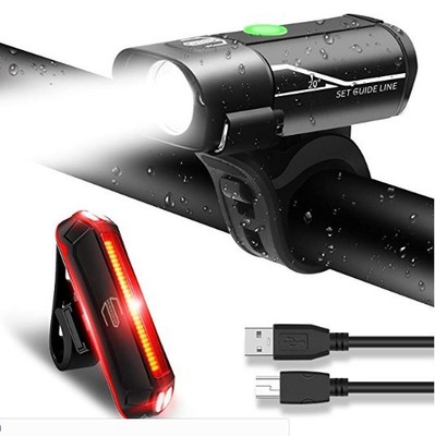 自行车前灯和尾灯套装强光LED自行车灯安全灯USB充电骑行装备