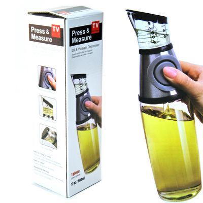 按压式油壶 醋瓶 定量可计量控油瓶500ML 厨房用品批发调味瓶