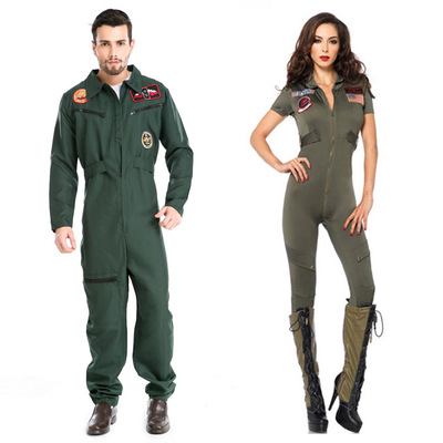 万圣节服装男女情侣装角色扮演工人装空中飞行员服装海军消防员服