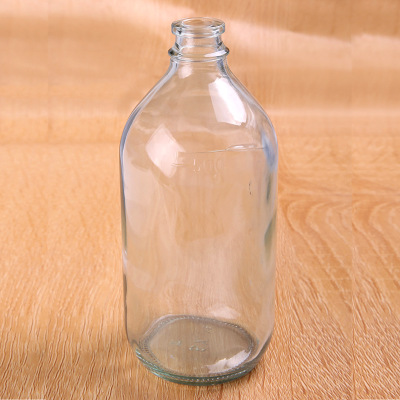 优质大容量新500ml透明输液瓶 抗生素玻璃瓶 盐水瓶+反口胶塞厂家