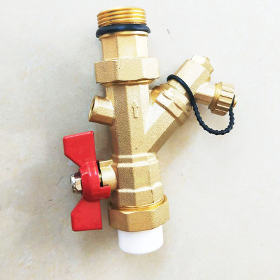 HP6 58-2铜材 手轮温控1寸锻造一体 活接式分集水器 地暖分水器