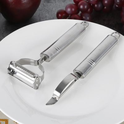 不锈钢削皮刀多功能刨刀苹果土豆削皮器厨房工具瓜果刮刨一套二件