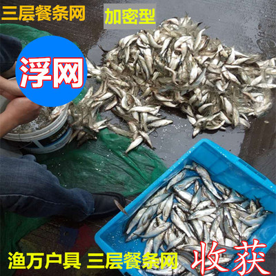 7分眼1指1.5指三层浮网粘网丝网挂鱼网小白条餐条网鱼网捕渔网图1