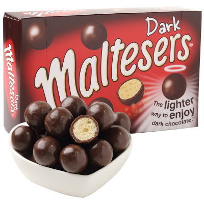 澳大利亚进口零食品maltesers 麦提莎黑巧克力豆 脆心巧克力球90g