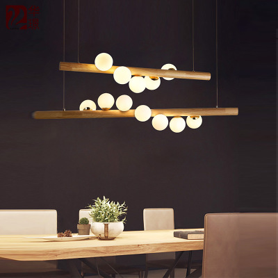 北欧风格原木吊灯网红家用灯餐厅简约饭厅灯饰创意个性现代灯具