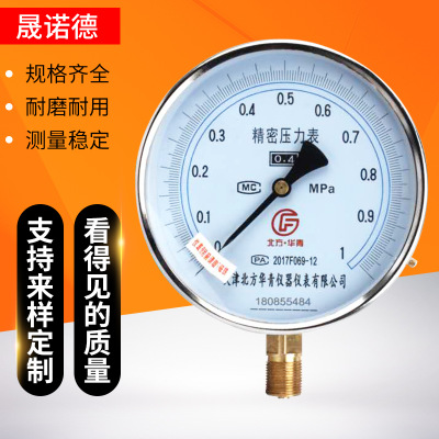 YB-105精密压力表 不锈钢液压压力表 指针式工业锅炉用压力表