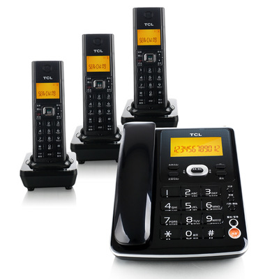 TCL电话机 D61无绳电话一拖一子母机一拖三 无线家用固定电话座机
