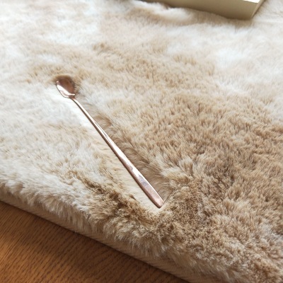 仿兔毛加密渐变色长方形灰色北欧客厅茶几地毯卧室床边飘窗毯定制