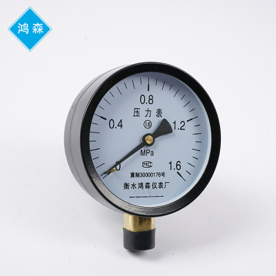 厂家批发弹簧管直径100圆压力表压力表螺纹全规格压力表可定制
