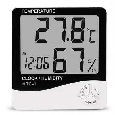 HTC-1大屏幕温湿度计高精度室内温度计电子 家用温度计带闹钟批发