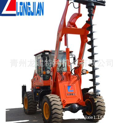 d山东青州厂家直销两头忙挖掘装载机可配钻孔机 打桩机 挖坑机