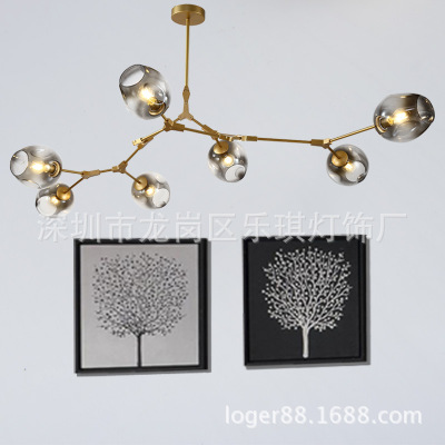 北欧吊灯lindsey后现代个性卧室创意设计师装饰树枝分子灯具客厅