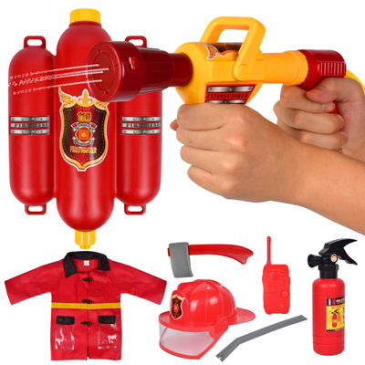 外贸儿童沙滩戏水玩具 消防背包水枪全套玩具 抽拉式高压水枪地摊
