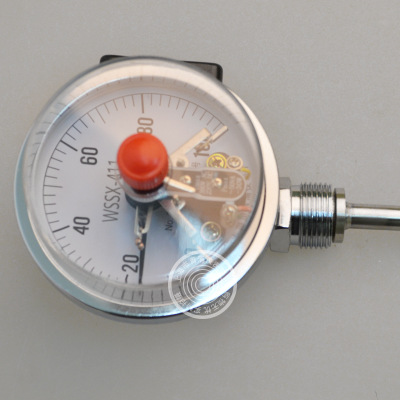 青浦仪器仪表 WSSX-411耐震双金属温度计 电接点全不锈钢温度计