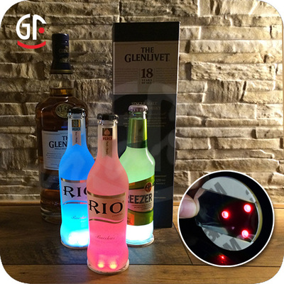 特价LED发光瓶贴杯垫贴,超薄高亮度,带闪烁模式照亮酒瓶杯底贴
