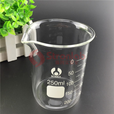 高硼硅厚壁刻度玻璃烧杯量杯50ml 100ml 250ml 500ml 低型烧杯
