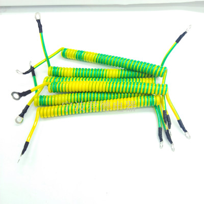 黄绿双色单芯接地线 弹簧线螺旋耐拉伸电线电缆螺旋线 抗静电线